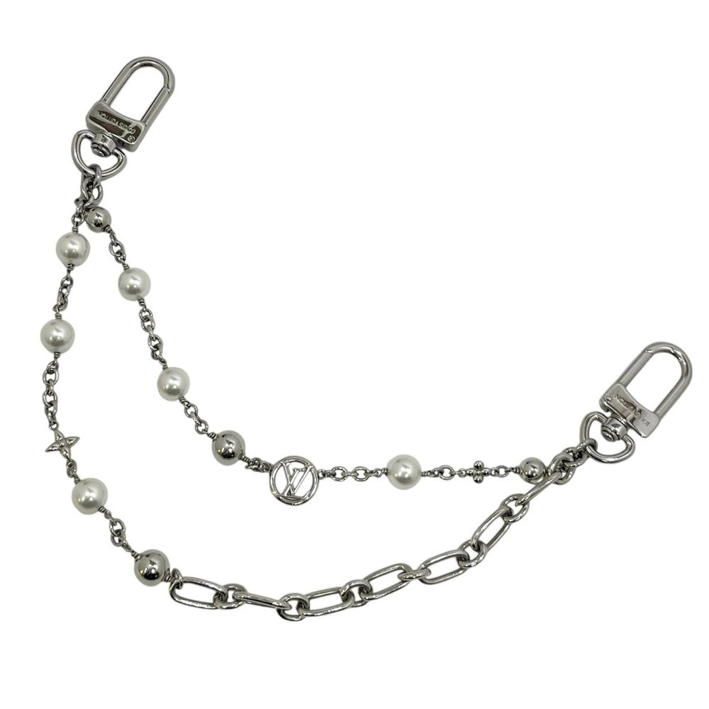 LOUIS VUITTON Midnight Pearl Chain Bag Charm Silver